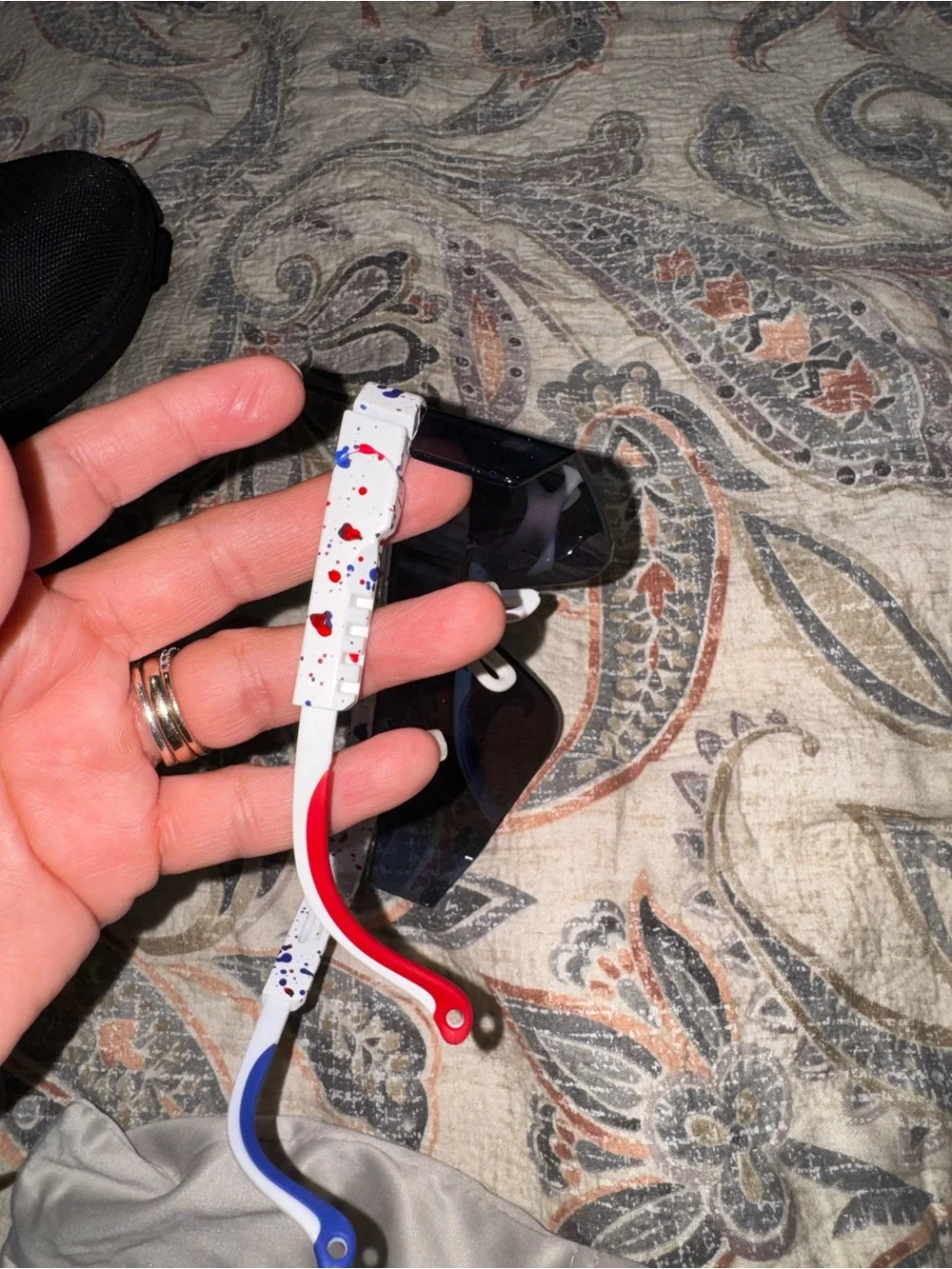 Pit Viper White Frame Sunglasses with Red Speckle Accents